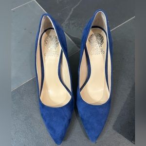 Vince Camuto Savilla heels in blue suede. Never worn. New with tags in box